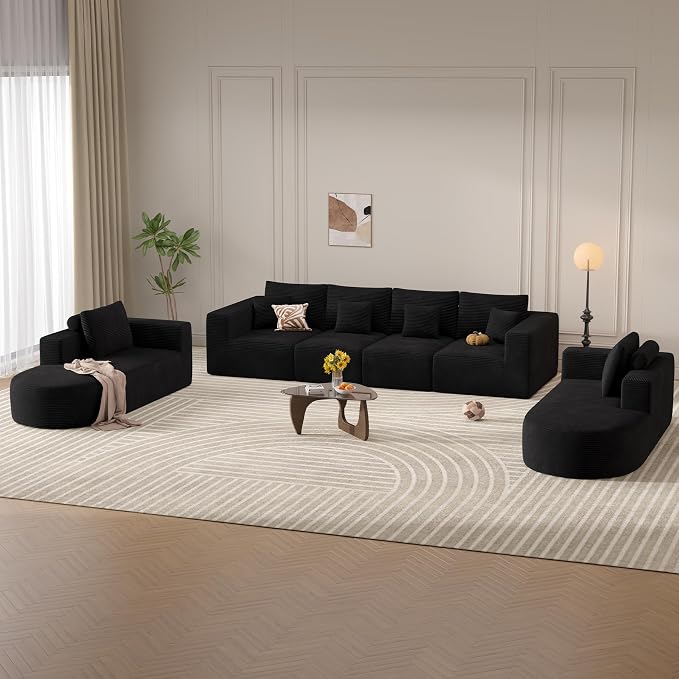 Living Room Furniture Sets,Modern U Shaped Modular Sectional Sofa,Convertible Cloud Couches for Living Room,Comfy 4 Seater with 2 Chaise Furniture Set, Boneless Couch Sofa,1 PCS