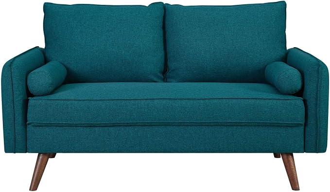 Modway Revive Contemporary Modern Fabric Upholstered Loveseat In Teal