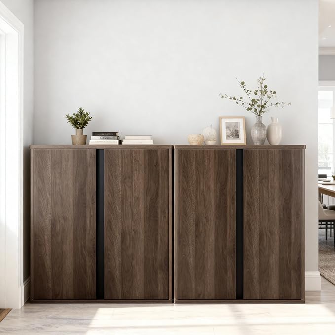 KISLOT 31.5" Sideboard Buffet Cabinet with Storage Modular Accent Display Kitchen Storage Cabinet Wood Coffee Bar Console for Living Room, Hallway, Kitchen, Dining Room,Walnut