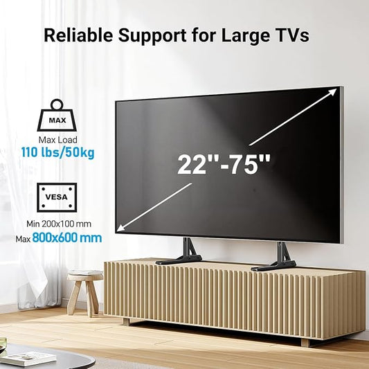 PERLESMITH Universal TV Stand Mount for 20-75 Inch TVs, Height Adjustable Table Top TV Stand, Great Load-Bearing Replacement TV Legs with Steel Holds up to 110lbs, Max VESA 800 x 600mm PSTVS01