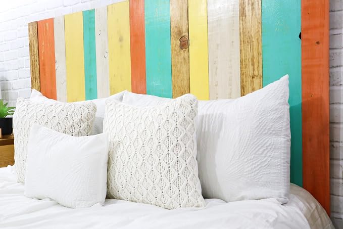 Barn Walls Summer Mix Signature Design, Multicolored Solid Wood Headboard, Floating Panels, Wall Mount, Adjustable Height, Easy Assembly, King Size