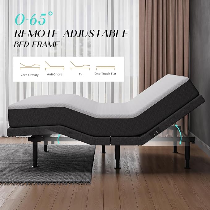 Full Size Adjustable Bed Frame - Elderly & Senior Friendly, Zero Gravity, Head/Foot Adjustment, Enhanced Comfort, 900lbs Capacity