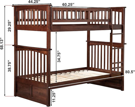 AFI, Columbia Bunk Bed Twin Over Twin, Walnut