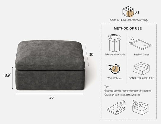 36 Inch Modular Sectional Sofa Couch Single Seat | Dark Grey Sofa Couch