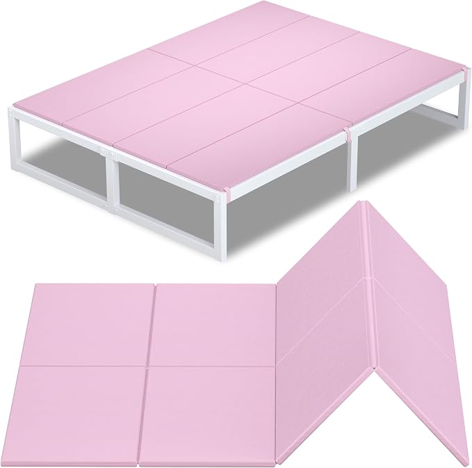 Lutown-Teen Bunkie Board California King Under Mattress High-Density Polymer Cal King Bunkie Board Anti-Sag, Breathable, Moisture Resistant, Noise Minimizing, Pink