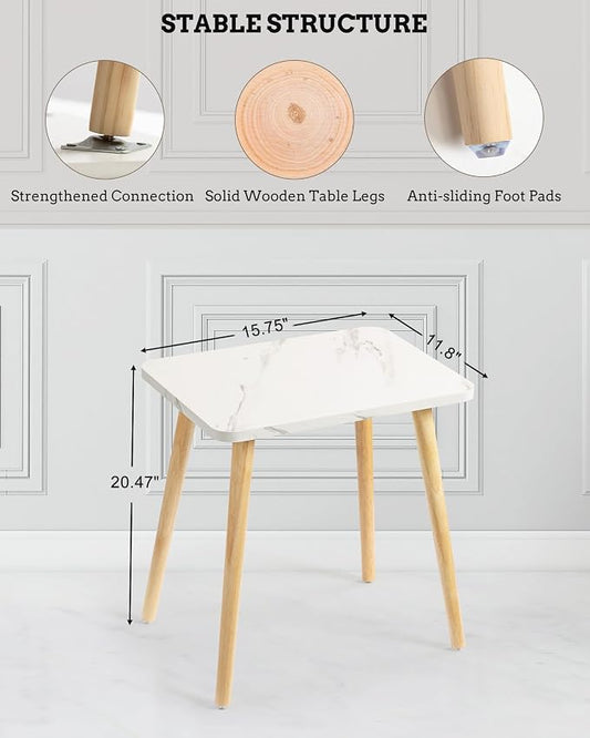 FORAOFUR Small Side Table, Set of 2 Modern Mini Coffee Table with Natural Wood Legs, Quick Assembly End Furniture for Bedroom Living Sofa, Minimalist Design for Nursery and Compact Homes, Marble | 2 Pack Marble finish, fits living/bedroom/balcony, comp...