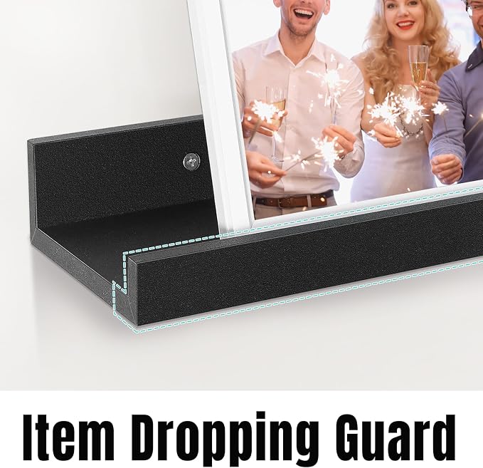 LaVie Home 35.4-Inch Black Floating Shelves for Wall Storage Set of 4 - Modern Minimalist Picture Ledge Shelf Wall Decor for Kitchen, Bedroom, Bathroom, and Living Room, Large Floating Shelves