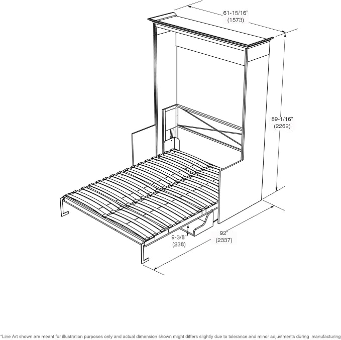 Xtraroom Alegra Full Murphy Bed with Desk | Engineered and Solid Wood Construction | Smooth Painted Finish - NO Melamine Used | Perfect for a Home Office Guest Bed (Warm White)