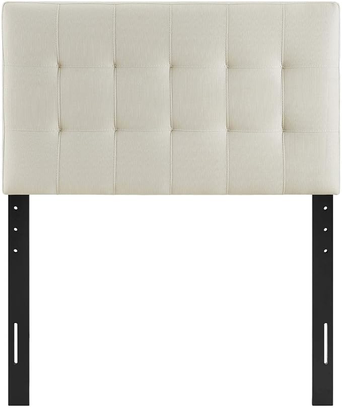 Modway Lily Tufted Linen Fabric Upholstered Twin Headboard in Ivory