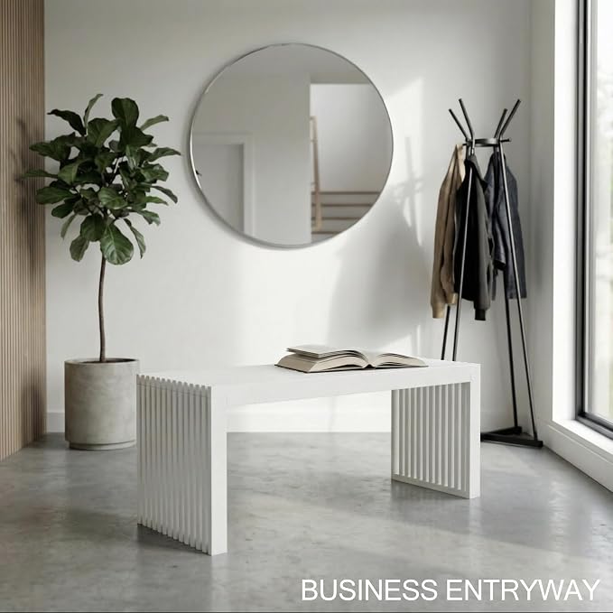 SWEVEN Bamboo Natural 36 inch Wooden Bench, Small Wood Benches for Entryway, Living & Dining Room, Kitchen, Bedroom, Bathroom, Hallway, Front Door Indoor & Outdoor Patio Use, Mid Century Modern Decor