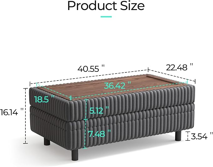 LINSY HOME Sectional Sleeper Sofa with Pull Out Couch Bed for Living Room (Grey) | Plush Corduroy