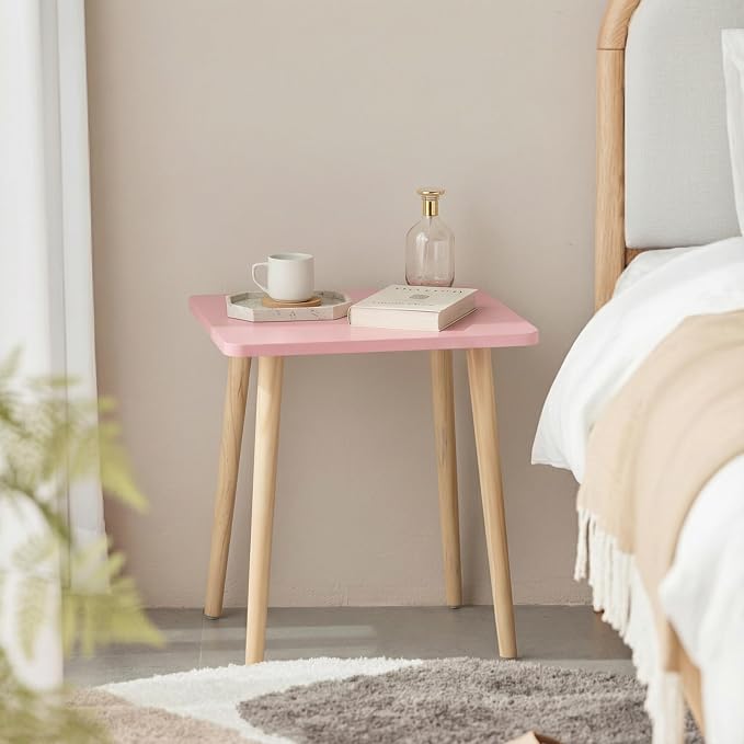FORAOFUR Side Table Set of 2, Modern Side Table Accent Tables for Small Spaces, Wooden Home Decor, Easy Assembly | 2 Pack Pink finish, fits living/bedroom/balcony, compact for small spaces, sturdy, easy assembly with tools