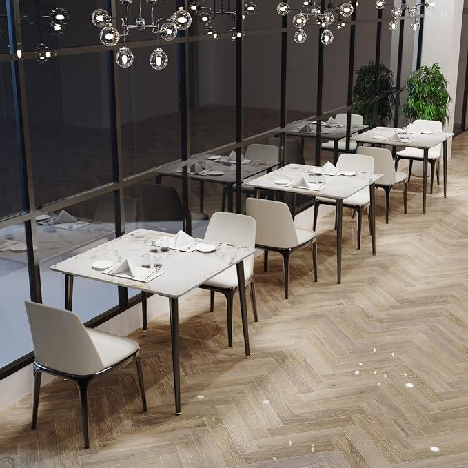 Wisfor Square Kitchen Dining Table: Sintered Stone Dining Room Table Modern Coffee Table Marble Table with Stable Metal for Kitchen Living Room Office Patio Seaside, 31.5x31.5x29.92 inch