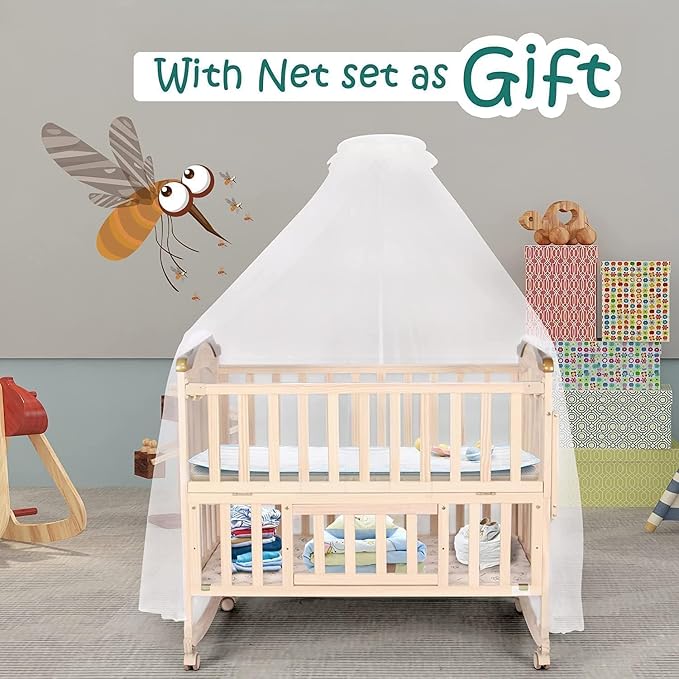 Portable Mini Baby Crib 4 in 1 Convertible with Memory Foam Mattress(38" by24) Included,cunas para Bebes 2026 Small Crib with Foldable Storage Baby Playpen Bedside Sleeper Beds(Natural Wood)