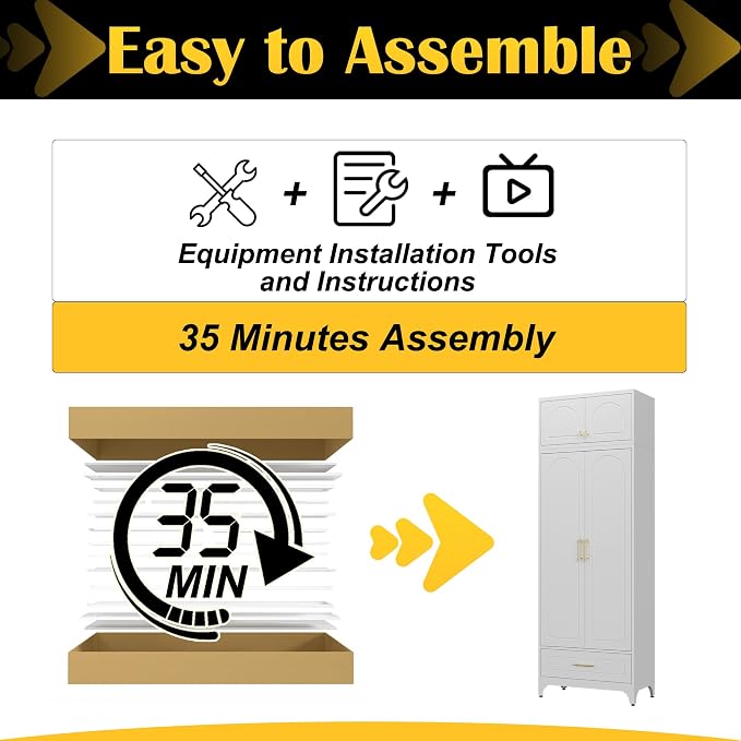 SteeLoong Kitchen Pantry Cabinet,90" Storage Cabinets with Doors and Shelves,Metal Pantry Cabinet with Drawers,White Kitchen Cupboard for Livingroom,Pantry, Bathroom