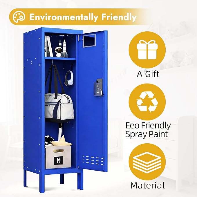 BUTISOW Metal Kids Locker,Metal Cabinet Storage Lockers,Lockable for Employees with Door,54" Height Steel Locker,Lockable Steel Locker for Children's Room, Playroom, School,Gym