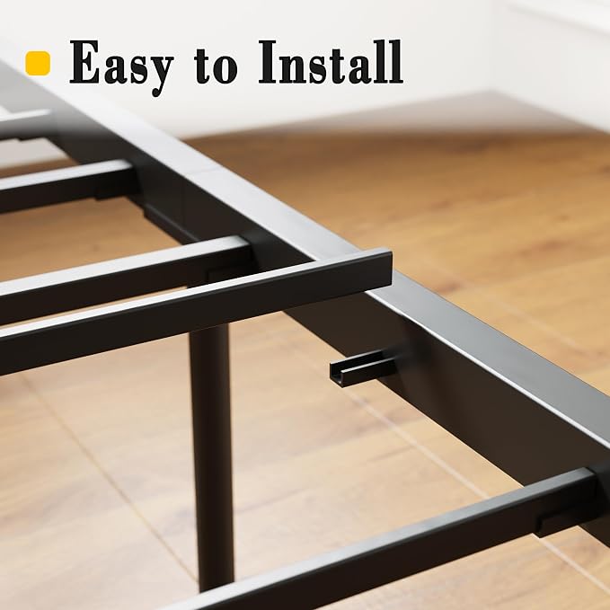 LIKIMIO King Bed Frame with Headboard and Footboard, Metal Strong Supports, Easy Assembly, Noise-Free, No Box Spring Needed, Walnut