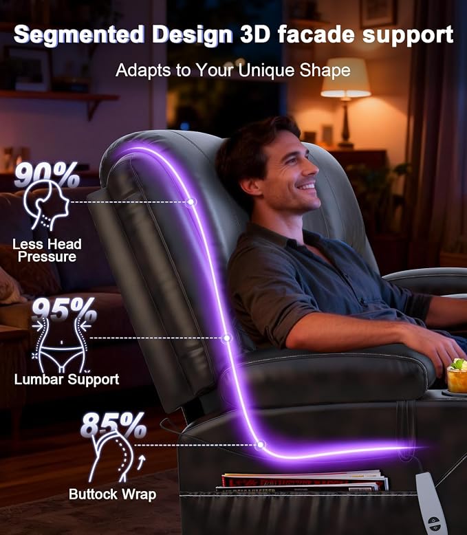 Power Loveseat Recliner Sofa, Removable Armrest 3 Seats Power Reclining Loveseat with Remote Liftable Console, Wall Hugger RV Theater Seating with Storage & USB & RGB (PU, Brown)