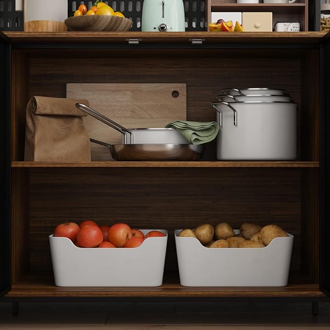 AIEGLE Large Kitchen Hutch Pantry Cabinet, Storage Kitchen Pantry in Metal Frame, Storage Cupboard with Metal Mesh Door, 6 Drawer & Microwave Shelf, for Kitchen Living Room, Brown 70.9" Wide