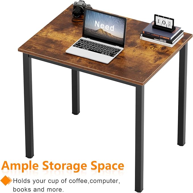 Need Small Computer Desk for Home&Office- 31.5'' Length Small Writing Desk Gaming Desk Students Laptop Use, Rustic Brown Desktop & Black Frame AC3FB(8060)
