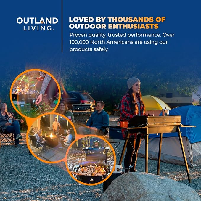Outland Living Portable Propane Fire Pit, 19-inch, 58,000 BTU Smokeless Gas Firebowl | Perfect for Camping, Patio, Backyard, Tailgating, Deck, RV| Black 823 Standard