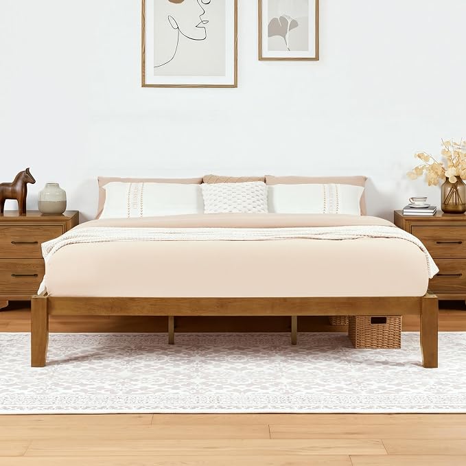 Softa Mikor King Japanese Joinery Bed Frame, Solid Rubberwood, 1500 Lbs Heavy Duty Slats Support, SGS Certified, 15Min No-Tool Setup, Under-Bed Storage, No Box Spring Needed, Noise-Free