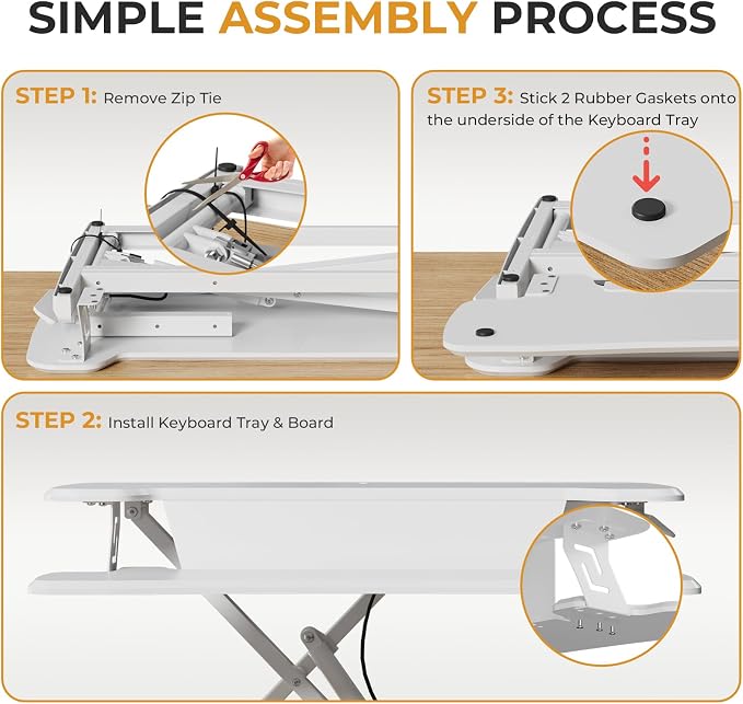 JOY worker Standing Desk Converter, 32" Height Adjustable Sit Stand Up Desk Riser with Keyboard Tray & 6 Fridge Magnets, Desktop Workstation Riser for Home Office Computer Laptop, White