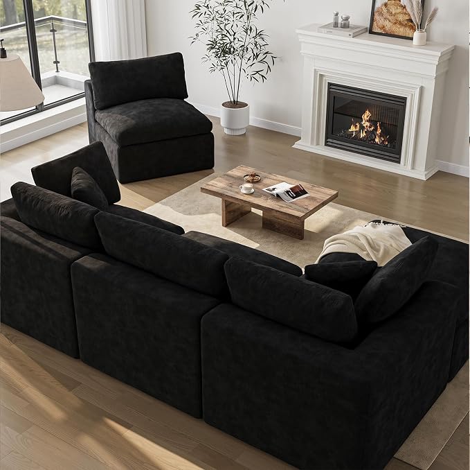 36 Inch Corner Seat | Modular Sectional Couch Sofa | Black