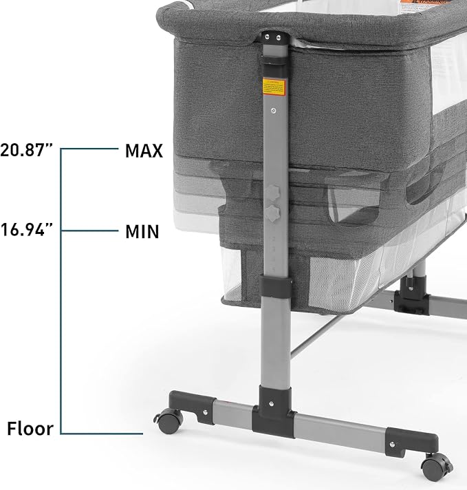Soobaby Baby Crib Bassinet Bedside Crib Adjustable Portable Bed for Infant,co Sleeping Newborn Must Have Bed (006-Grey)