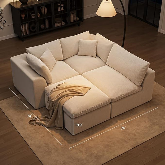 Loveseat Sofa | 72 Inch Modern Boneless Couch for Small Spaces | 2 Seater Small Sofa for Apartment Bedroom Living Room | Love Seat Ivory White