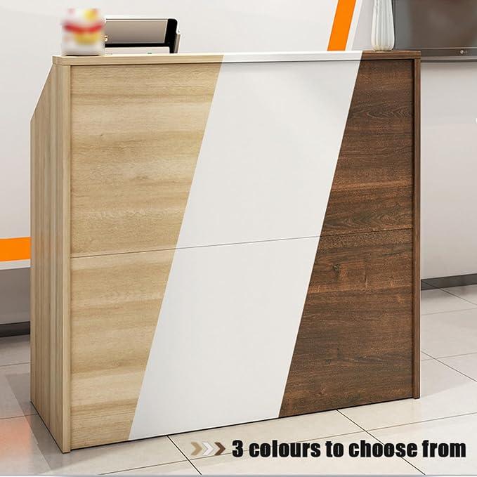 Commercial Reception Counter with Lockable Drawers, Small Reception Desk, Multifunctional Front Counter Desk for Warehouse Office Beauty Salon Restaurant