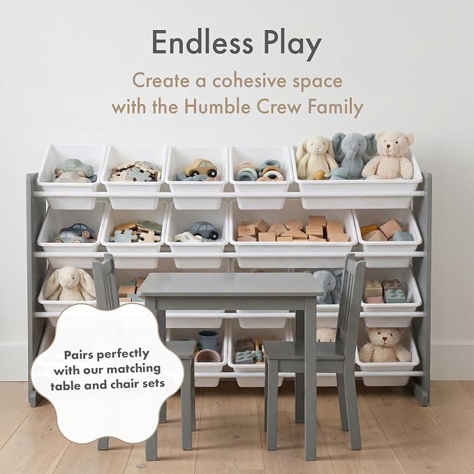 Humble Crew Toy Storage Organizer with 20 Removable Storage Bins for Kids Playroom, 4-Tier Toddler Toy Organization and Storage, Grey/White