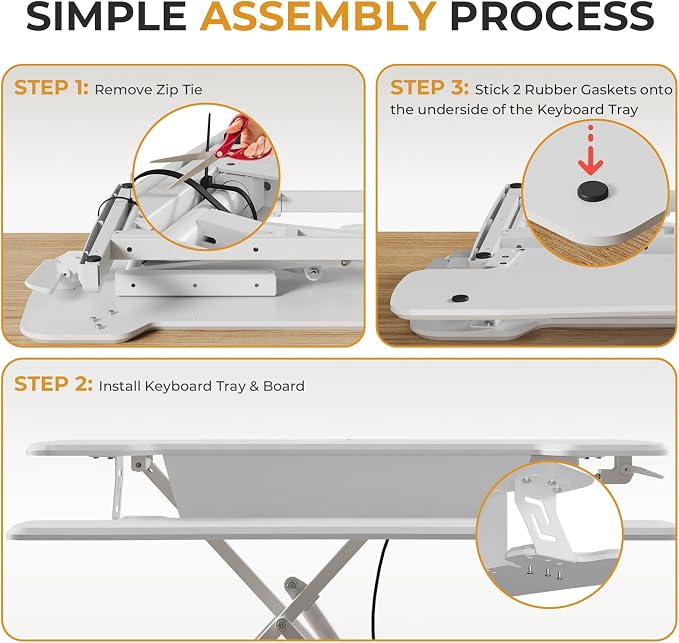 JOY worker Standing Desk Converter, 35" Height Adjustable Sit Stand Up Desk Riser with Keyboard Tray & 6 Fridge Magnets, Desktop Workstation Riser for Home Office Computer Laptop, White