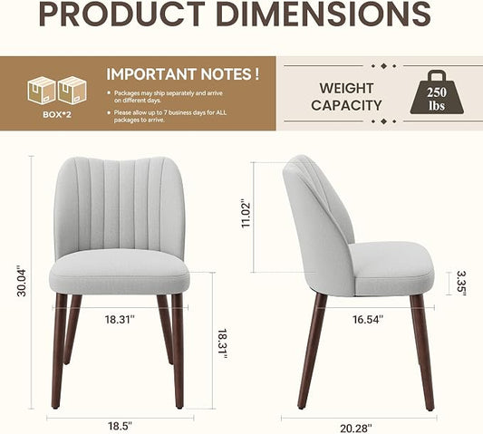 Upholstered Dining Chairs Set of 4, Modern Fabric Dining Chairs with Curved Backrest & Solid Rubber Wood Legs, Padded Kitchen Dining Room Chairs for Restaurant Cafe, Light Grey
