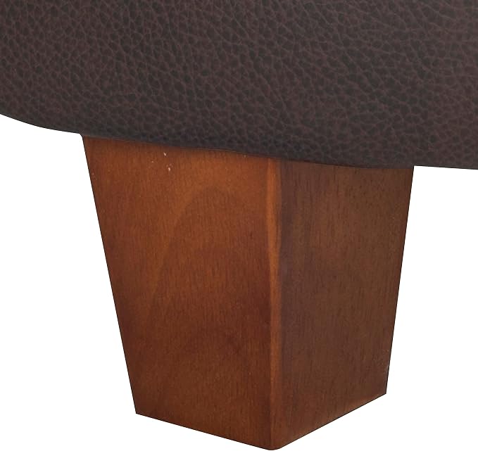 HomePop 24" Round Leatherette Storage Ottoman - Chocolate Brown