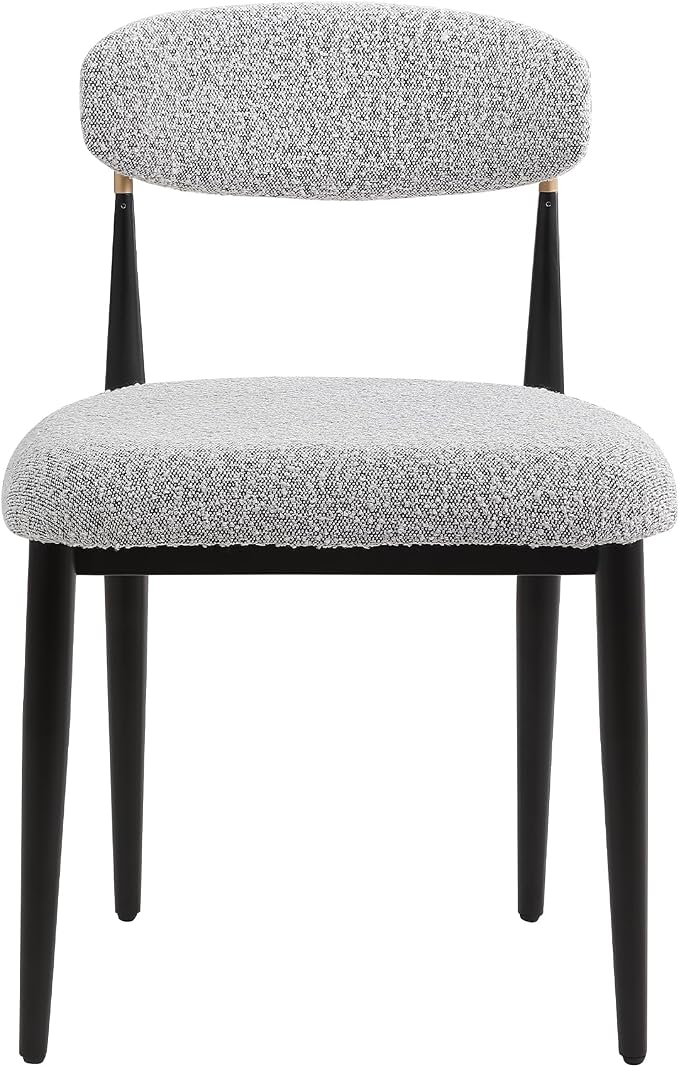 Morden Fort Modern Dining Table Set for 4, 70" Kitchen Table with Marble Rectangle Top and Black Fluted Base, 4 Boucle Upholstered Chairs for Dining Room, Restaurant and Reception