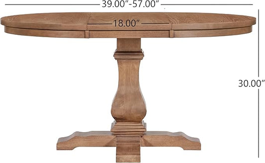 Christopher Knight Home Tokin Extendable Dining Room Table for 6, Wooden Round Expandable Kitchen Table, Vintage Oval Dining Table for Dining Room Kitchen, Walnut