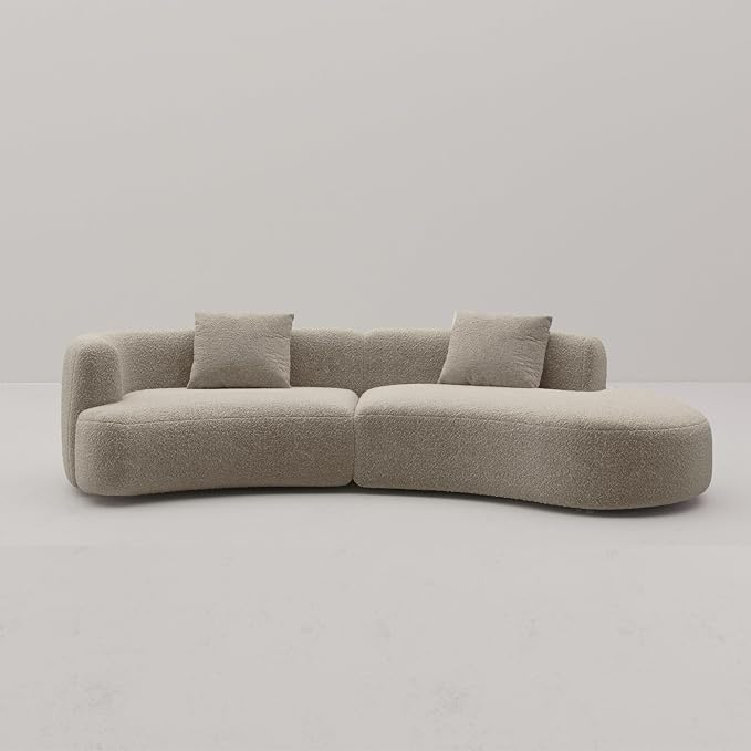 Acanva Formia Boucle Curved Sectional Couch for Living Room | Modular Sofa, Modern Minimalist, Wood Frame, For Apartment, Home Office