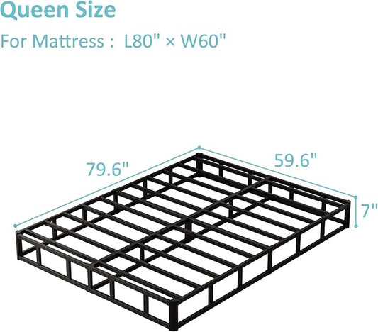 Upcanso 7 Inch Box Spring for Queen Bed Bed Base, Low Profile Metal Queen Box Spring with Fabric Cover, 3000 Lbs Max Weight Capacity Mattress Foundation, Noise-Free, Easy Assembly