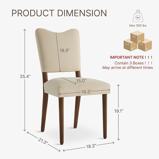 KISLOT Upholstered Dining Chairs Set of 6, Modern Velvet Kitchen Chairs with Solid Wood Legs, High Back Wooden Dining Room Chairs with Dark Walnut Color Legs for Farmhouse Kitchen Dining Room, Linen