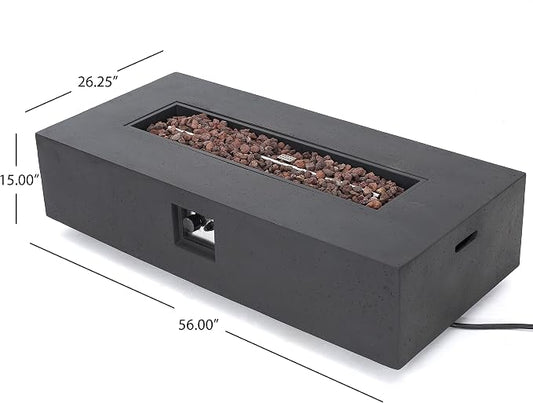 Merax 56" Rectangular MGO Propane Fire Pit Table, 50,000 BTU Outdoor Patio Heater with Modern Concrete Design for Backyard, Deck, Garden (Tank Cover Not Included), Dark Gery