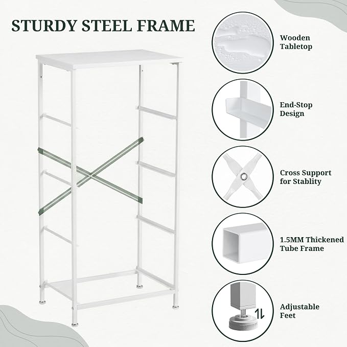4 Drawers Dresser for Bedroom, Fabric Storage Tower Organizer with Wooden Top and Steel Frame, Tall Chest of Drawers for Closet, Entryway, Dorm, Ivory White