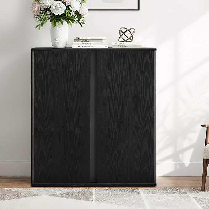KISLOT 63" Sideboard Buffet Cabinet with Storage Modular Accent Display Kitchen Storage Cabinet Wood Coffee Bar Console for Living Room, Hallway, Kitchen, Dining Room,Black