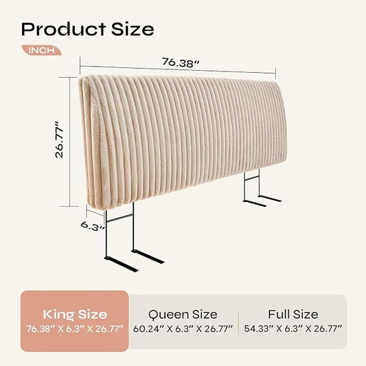 4.7" Upholstered Modern Headboard for King Size Bed, Height Adjustable and Ergonomic Headboard, Easy Assemble, Sturdy and Durable, Faux Rabbit Fur, Light Camel