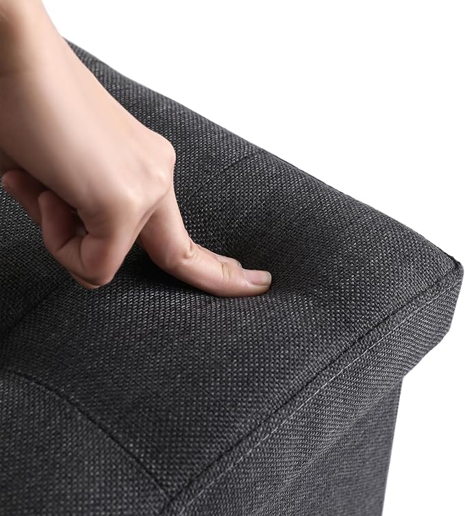 Storage Ottoman Cube Small Footrest Foldable Seat Foot Stools Square Tufted Ottoman Linen Beige