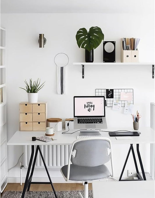 Kaboon 55x20 inch White Table Top, One-Piece Desktop, Reversible Laminate Countertop, Double Desks, L-Desk DIY
