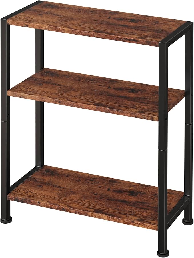 3-Tier Side Table, Small End Table, Sofa Side Table for Narrow Spaces, Slim End Table, Nightstand Table, for Living Room Bedroom Office, Rustic Brown