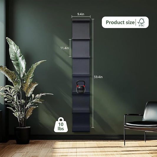 VIWODS 7-Tier Wall Shelf with 3 LED Lighting Modes, Multifunctional Wall Mounted Vertical Lack Shelf with Remote Control for Bedroom Living Room Vanity, Black