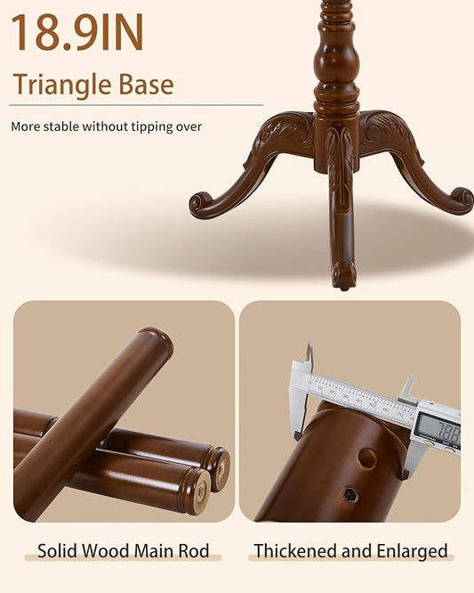 Wooden Coat Rack Freestanding, Solid Wood Coat Rack Stand with 13 Hooks, Mid-Century Modern Heavy Duty Coat Racks,Walnut Brown Standing Coat Jacket Hanger Clothes Tree Stand for Corner, Office
