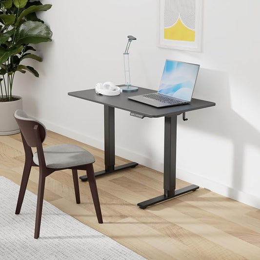 Cubiker 40 x 24 Inch Standing Desk, Stand up Height Adjustable Home Office Electric Table, Sit Stand Desk with Splice Board, Black Frame & Black Desktop
